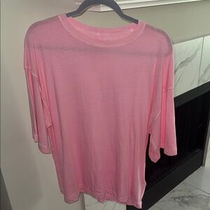 Free People Pink Oversized Short Sleeve T-Shirt